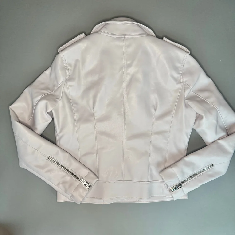 BlankNYC Moto Jacket XS NWT Vegan Leather Biker Off White / Ivory - Picture 4 of 8